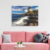 ニューポートロードアイランドの古い城の丘ライトハウス キャンバスプリント (インサイチュ (リビング))