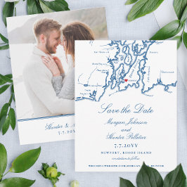 ニューポートロードアイランドエレガントネイビー結婚ズ セーブザデート