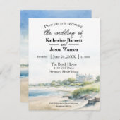 ニューポートロードアイランドビーチウォーター結婚カラー 招待状 (正面/裏面)