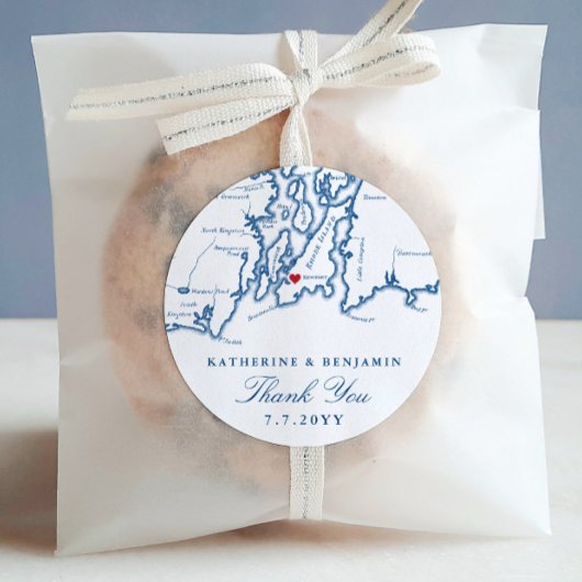 ニューポートロードアイランドマップネイビー結婚式の引き出物 ラウンドシール