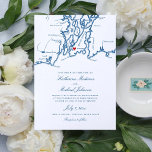 ニューポートロードアイランドマップネイビー結婚式招待状 招待状<br><div class="desc">ニューポート、ロードアイランド沿岸で波を作る準備ができて結婚いるニューポー素晴らしトRIマップ結婚式招待状。Narragansett Bayを搭載したこのネイビーエレガントブルーのデザインは、シャンラー、ロセクリフ・マンション、オーシャンクリフ・ホテル、ヴァンダービルト、ベルマー、北41度、キャッスル・ヒル・イン、ボーリンなどの会場で、シーサイドお祝いに最適なトーンを設定する。ニューポートの海辺の魅力のtouchを特別な日に追加する今すぐ注文！</div>