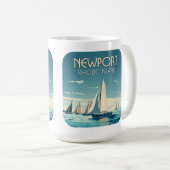ニューポートロードアイランドヨットレースヴィンテージ コーヒーマグカップ (正面右)