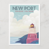 ニューポートロードアイランドヴィンテージトラベルイラストレーション ポストカード (正面)