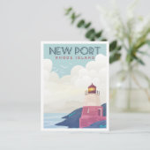 ニューポートロードアイランドヴィンテージトラベルイラストレーション ポストカード (スタンド正面)