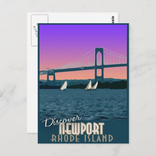 ニューポートロードアイランドヴィンテージ旅行はがき ポストカード (正面/裏面)