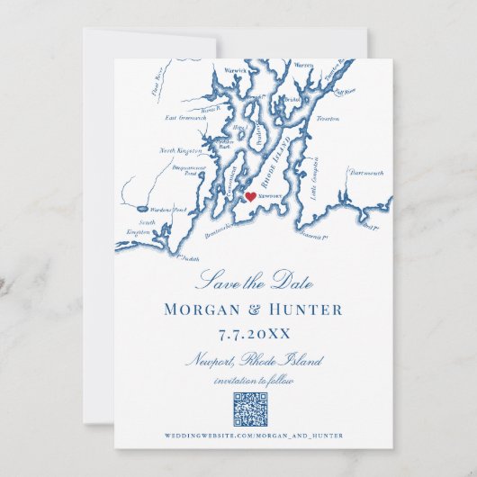 ニューポートロードアイランド日付QRコエレガントードを保存 セーブザデート (正面)