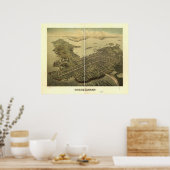 ニューポートロードアイランド1878アンティークパノラママップ ポスター (キッチン)