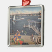ニューポート湾の船遊びそして水泳 メタルオーナメント (左)
