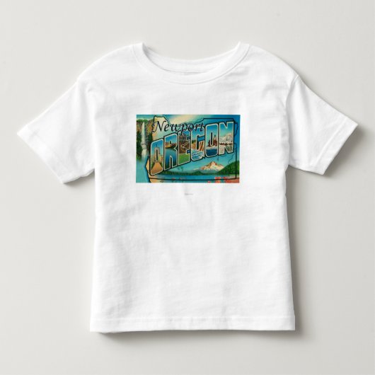 ニューポート、オレゴン-大きい手紙場面 トドラーTシャツ (正面)