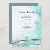 ニューポート、ロードアイランド州をテーマにした水彩招待状 招待状 (正面/裏面)