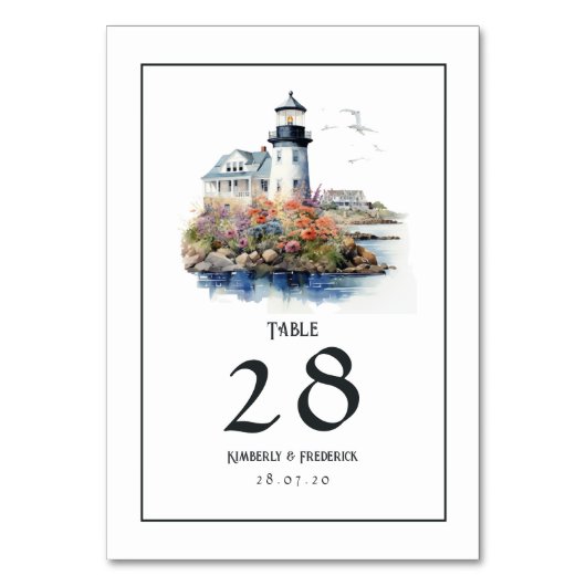 ニューポート、ロードアイランド行き先結婚式 テーブルナンバー (正面)