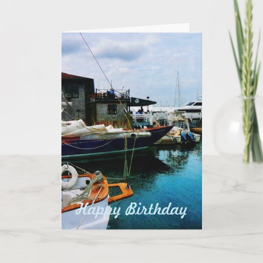 ニューポートRIにドッキングしたボート カード (正面)