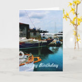 ニューポートRIにドッキングしたボート カード (黄色い花)