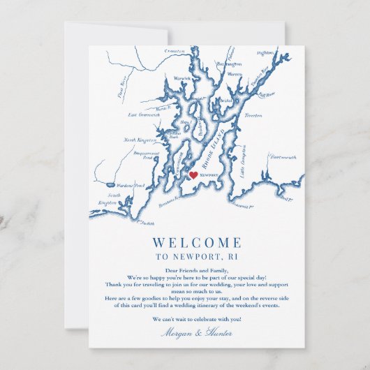 ニューポートRIの結婚ウェルカムウィークエンドの日程 サンキューカード