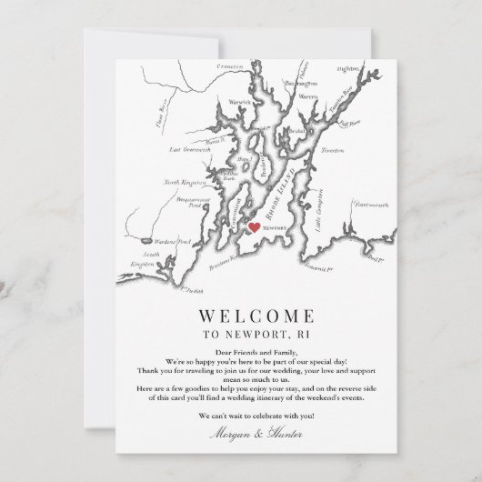 ニューポートRIの結婚ウェルカムウィークエンドの日程 サンキューカード (正面)