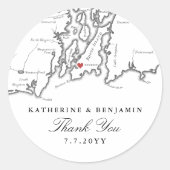 ニューポートRIマップ白黒結婚式の引き出物 ラウンドシール (正面)