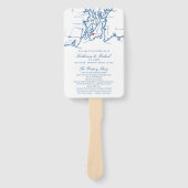 ニューポートRIマップ結婚式 プログラムネイビー ハンドファン (正面)