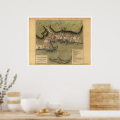 ニューポートRI町の地図 – 1777 ポスター (キッチン)