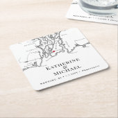 ニューポートRI結婚のウェルカムパーティーカクテルアワー スクエアペーパーコースター (アングル)