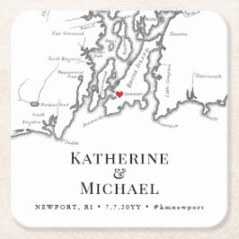 ニューポートRI結婚のウェルカムパーティーカクテルアワー スクエアペーパーコースター
