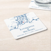 ニューポートRI結婚のウェルカムパーティーカクテルアワー スクエアペーパーコースター (アングル)