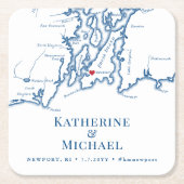 ニューポートRI結婚のウェルカムパーティーカクテルアワー スクエアペーパーコースター (正面)