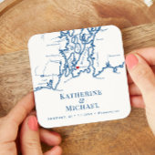 ニューポートRI結婚のウェルカムパーティーカクテルアワー スクエアペーパーコースター