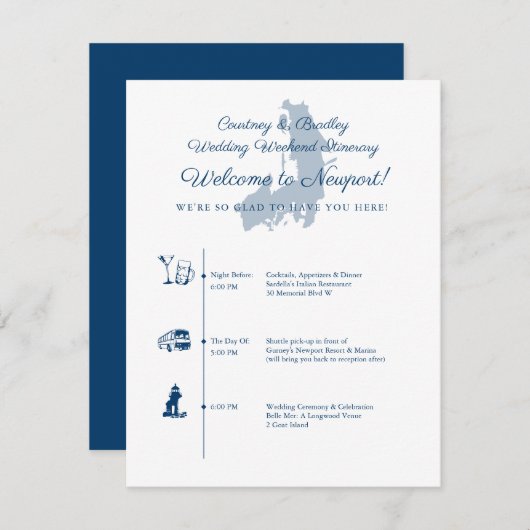 ニューポートRI結婚式当日の行程表 エンクロージャーカード (正面/裏面)