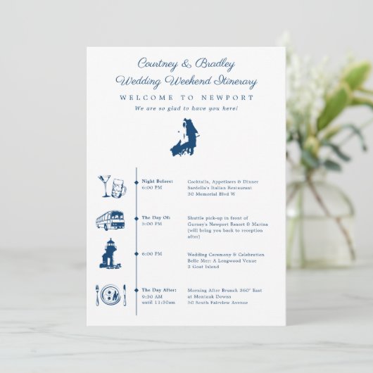 ニューポートRI結婚式週末の予定タイムライン 招待状 (スタンド正面)