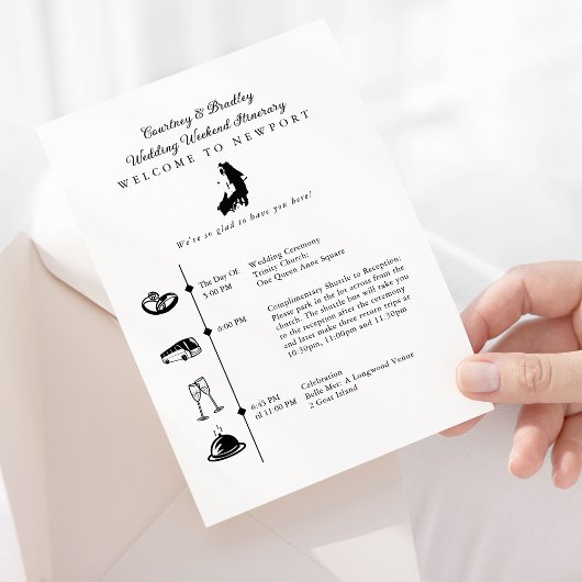 ニューポートRI結婚式週末の予定表 エンクロージャーカード
