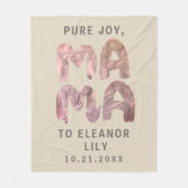 ニューマお洒落マベージュピ生まれたばかりのンク氏名日付 フリースブランケット (正面)