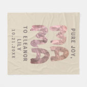 ニューマお洒落マベージュピ生まれたばかりのンク氏名日付 フリースブランケット (正面(横))