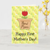 ニューマファースト・マザーズデイ、かわいいチューリップの花 カード (黄色い花)