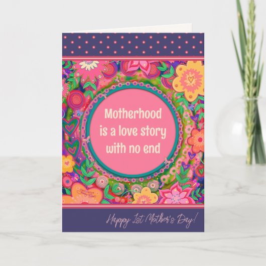 ニューママ引用文かわいらしフローラユニークマザーズデイ カード (正面)