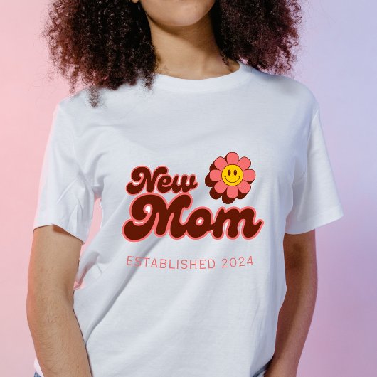 ニューマレトロピンクの花カスタムの年 Tシャツ