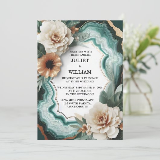 ニューマーブルモンスターエメラルドグリーンと金ゴールド結婚ズ 招待状 (スタンド正面)