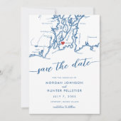 ニューミニマルポモダンートのロードアイランドの地図 セーブザデート (正面)