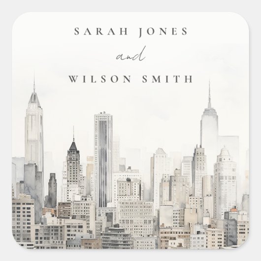 ニューミニマルヨークシティスカイラインウォーター結婚カラー スクエアシール (正面)