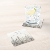 ニューミニマルヨークシティスカイラインウォーター結婚カラー スクエアペーパーコースター (インサイチュ)