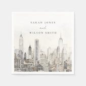 ニューミニマルヨークシティスカイラインウォーター結婚カラー スタンダードカクテルナプキン (正面)