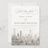 ニューミニマルヨークシティスカイラインウォーター結婚カラー セーブザデート (正面)