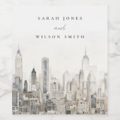 ニューミニマルヨークシティスカイラインウォーター結婚カラー ワインラベル (シングルラベル)