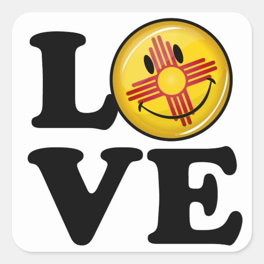 ニューメキシコからの愛の微笑み旗 スクエアシール (正面)