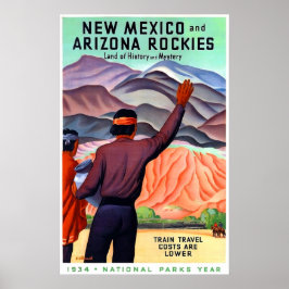 ニューメキシコとアリゾナのロッキー山脈、ヴィンテージ旅行 ポスター