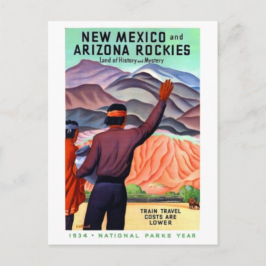 ニューメキシコとアリゾナのロッキー山脈、ヴィンテージ旅行 ポストカード (正面)
