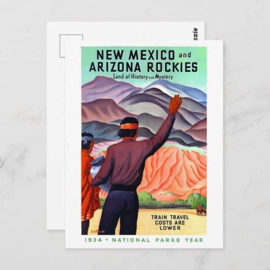ニューメキシコとアリゾナロッキー、ヴィンテージ旅行 ポストカード (正面/裏面)