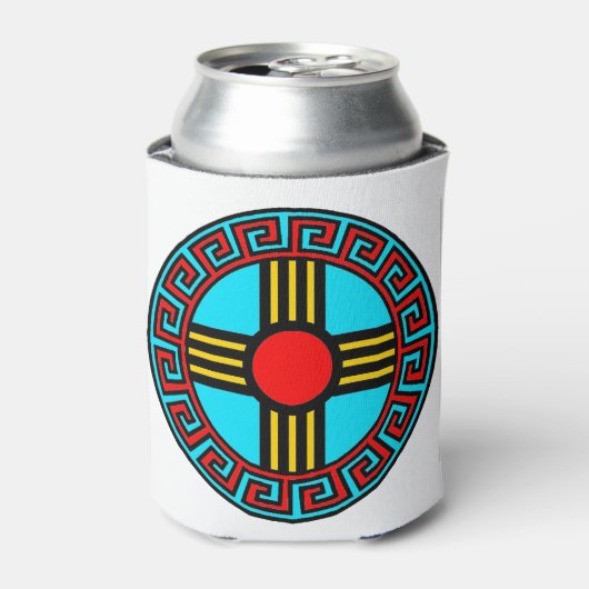 ニューメキシコと先住民ツィアサンゴッドシンボル 缶クーラー (缶正面)