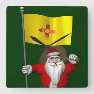 ニューメキシコのエンサインを持つサンタクロース スクエア壁時計