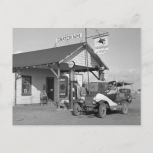 ニューメキシコのガソリンスタンド、1936年 ポストカード