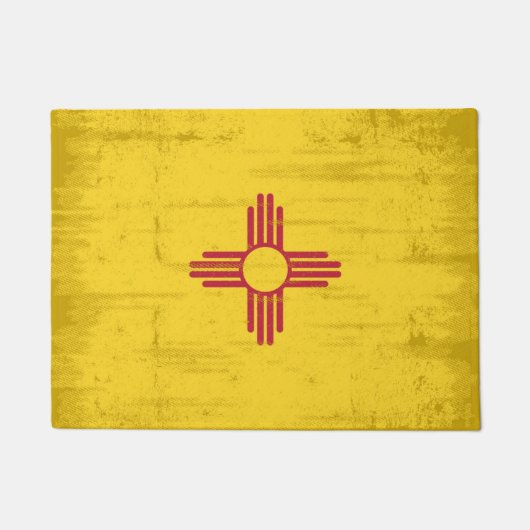 ニューメキシコのグランジな旗。 ニューメキシコの旗との ドアマット (正面)